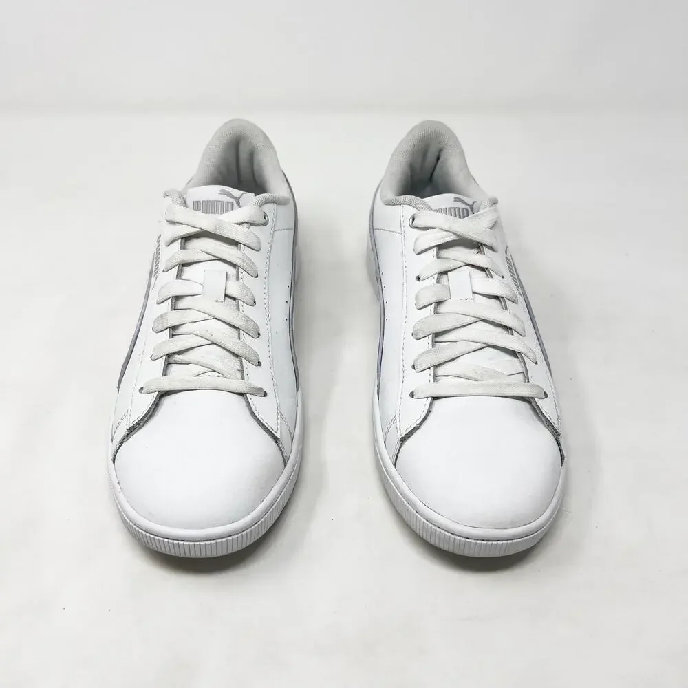 [PUMA] White Vikky V2 Leather Lace Up Casual Sneakers Soft Foam Comfortable Sz 8